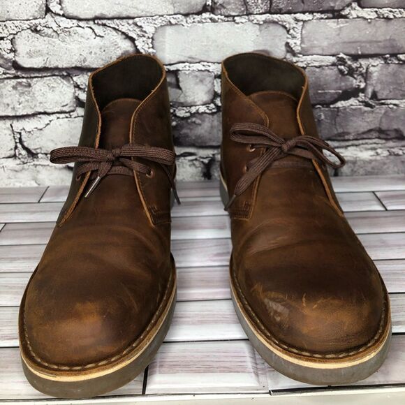 Clarks Bushacre 2 Brown Leather Lace Up Desert Ankle Chukka Boots Men Sz 13M US - Picture 4 of 15
